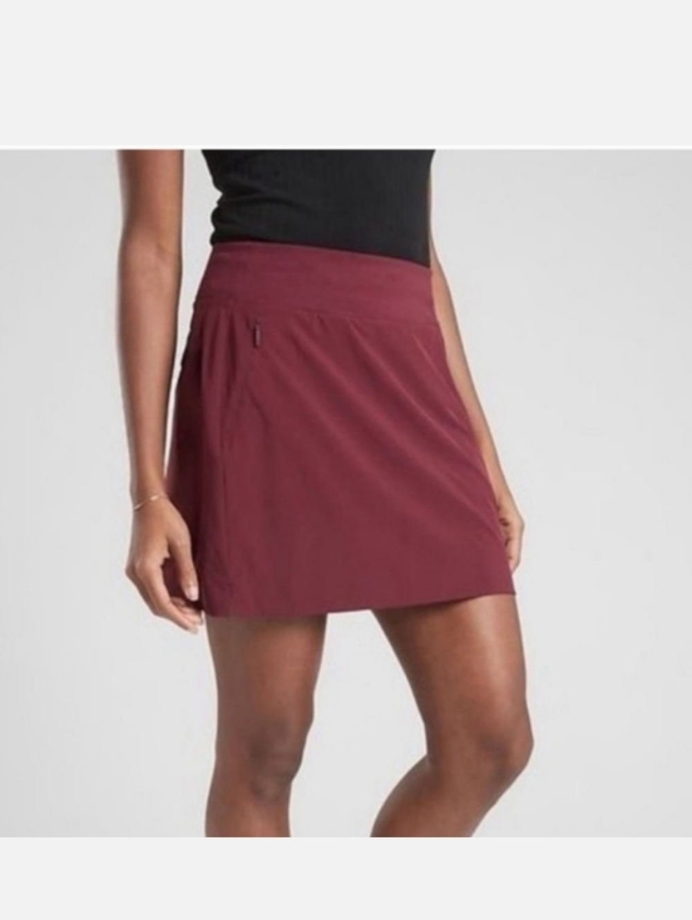 Athleta Soho Skort Skirt Shorts Zip Pockets Burgundy Maroon Tennis Golf Hiking 4